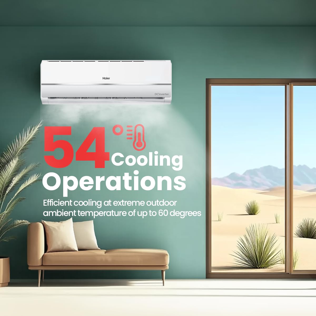 Haier 1 Ton 3 Star Twin Inverter Split AC (Copper, 7 in 1 Convertible, Frost Self Clean, HD Filter, Cools at 54°C - Image 4
