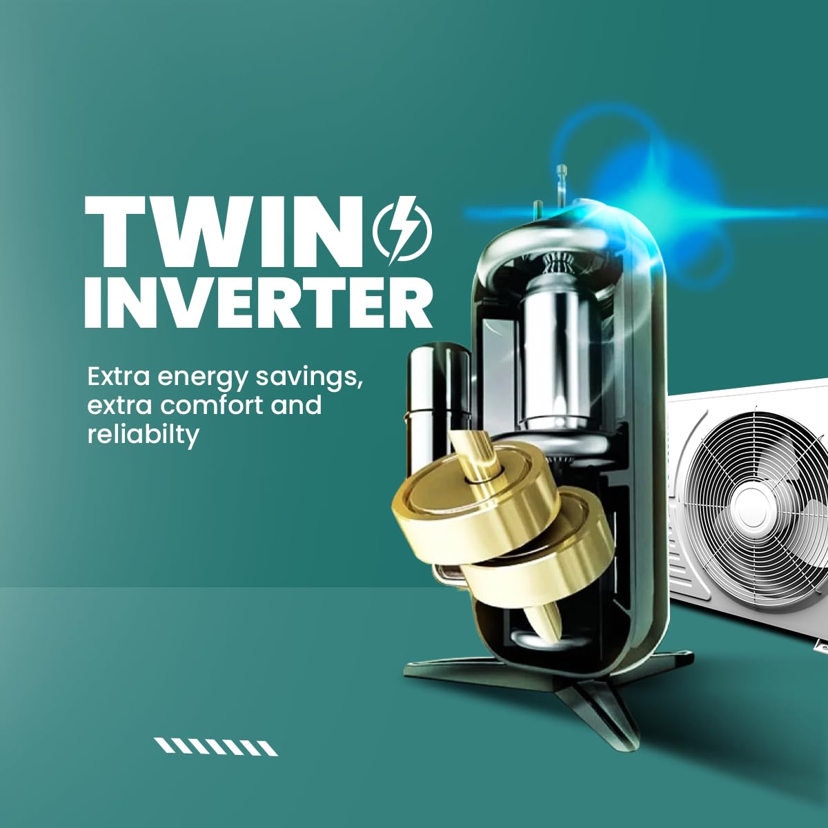 Haier 1 Ton 3 Star Twin Inverter Split AC (Copper, 7 in 1 Convertible, Frost Self Clean, HD Filter, Cools at 54°C - Image 5