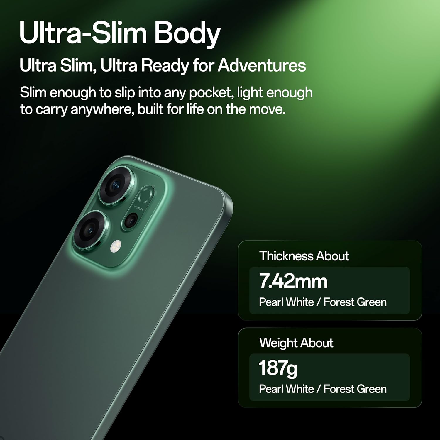 OPPO Reno14 5G (Forest Green, 8GB RAM, 256GB Storage) - Image 2