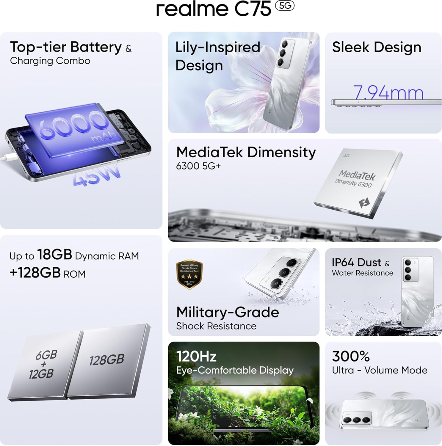 realme C75 Smartphone 4+128,White SC, 6000 mAH Battery 45W fast Charging - Image 9
