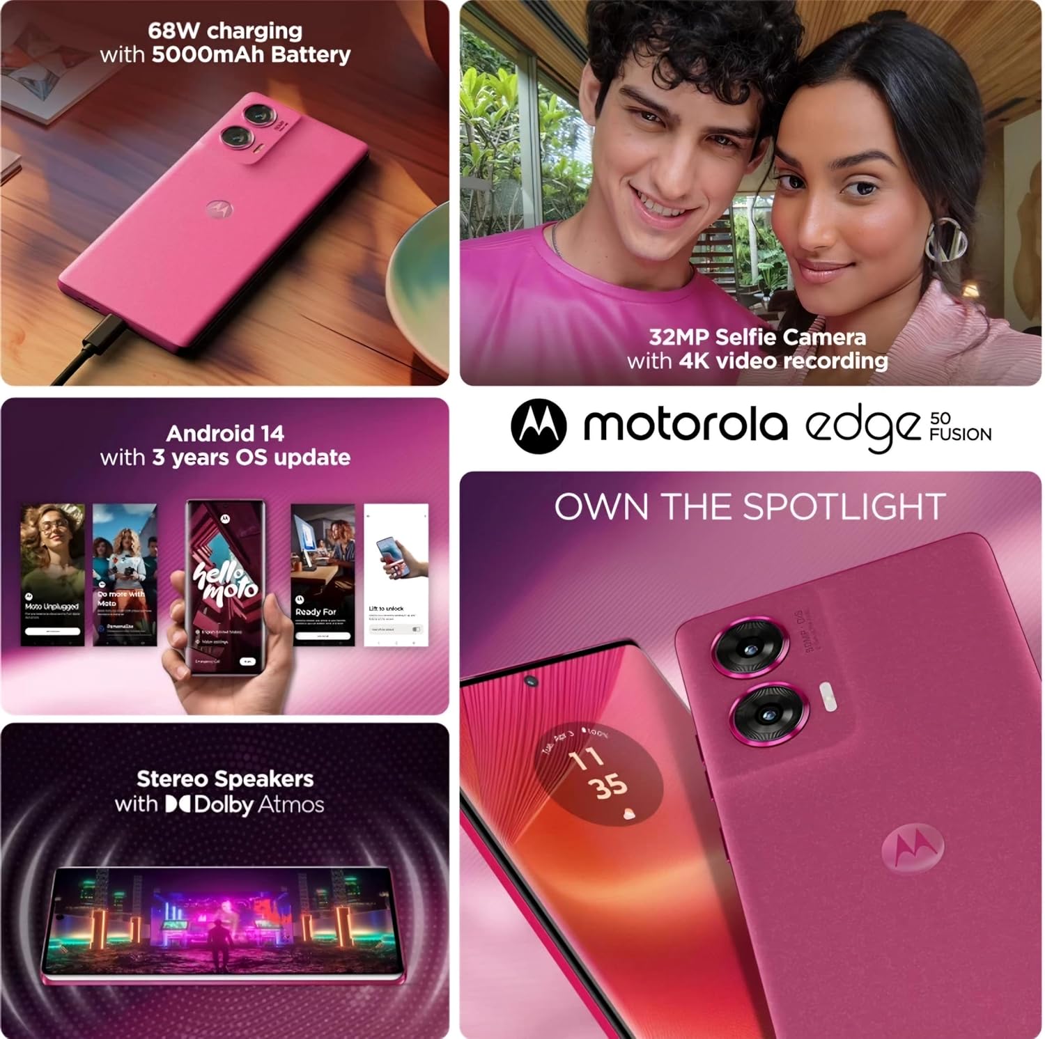 Motorola Edge 50 Fusion 5G (Hot Pink, 12GB RAM, 256GB Storage) - Image 9