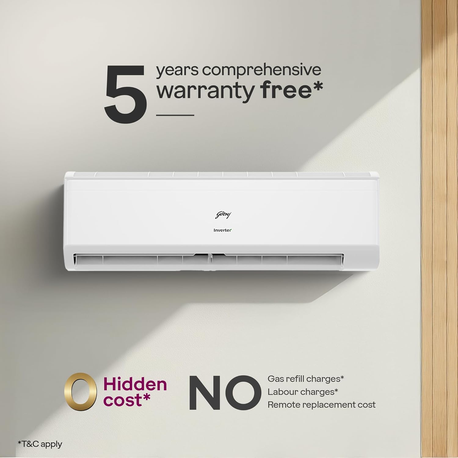 Godrej 1 Ton 5 Star, 5 Years Comprehensive Warranty, AI Powered, 5-in-1 Convertible Cooling - Image 5